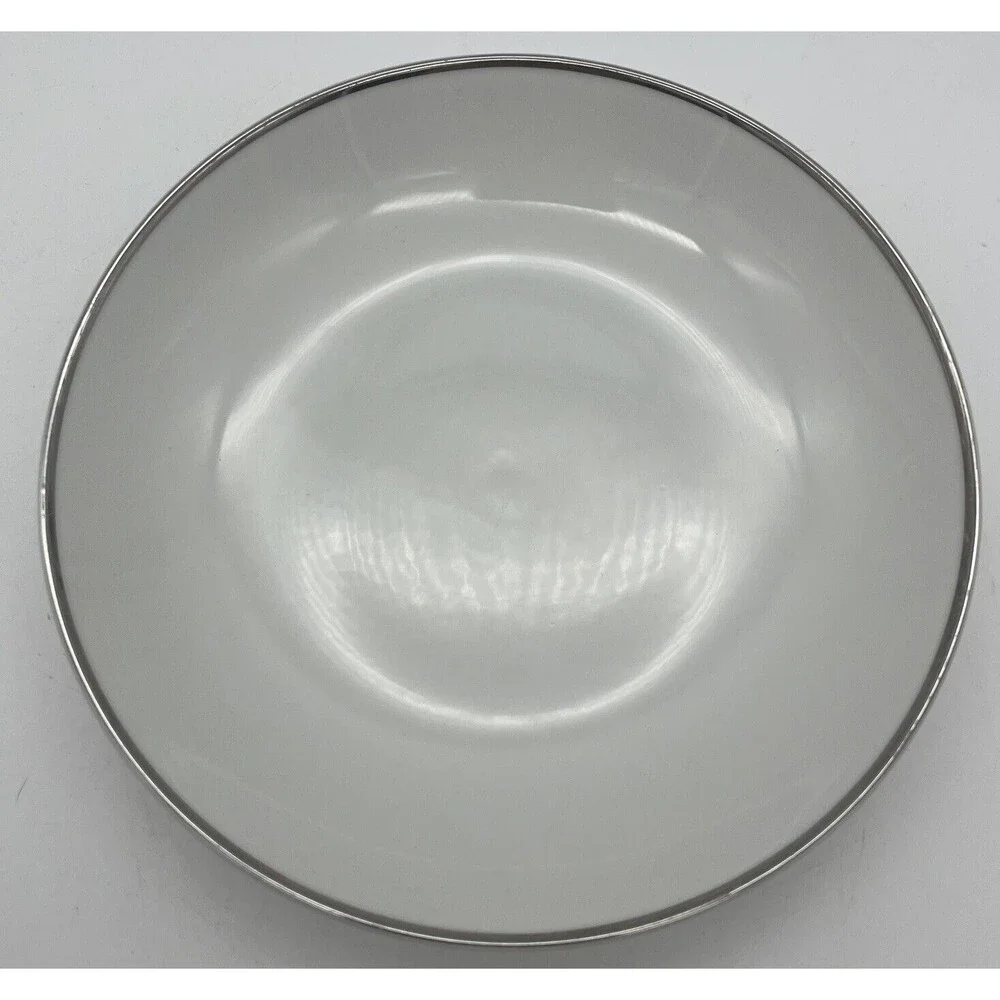 Harmony House Moderne Soup Bowl White China Silver Rim Dinner Party Elegant